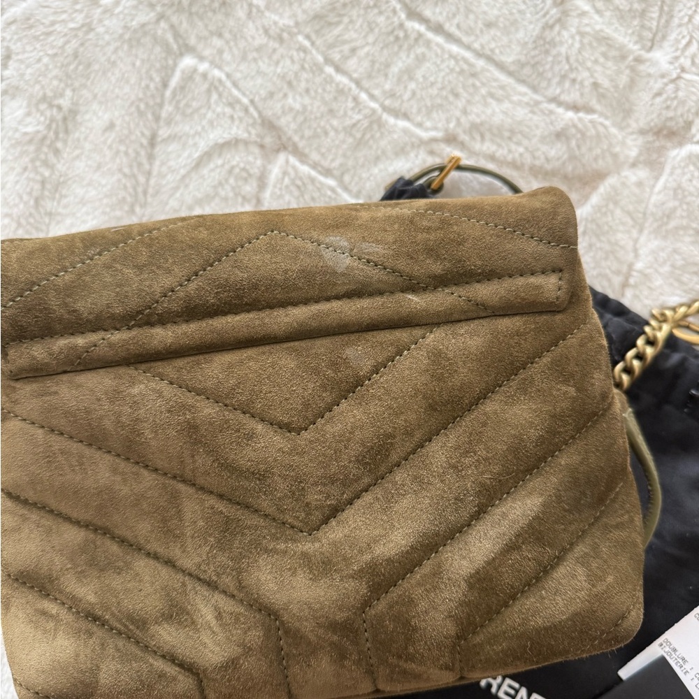 Saint Laurent Toy LouLou Khaki Suede Crossbody Bag - Picture 9 of 10